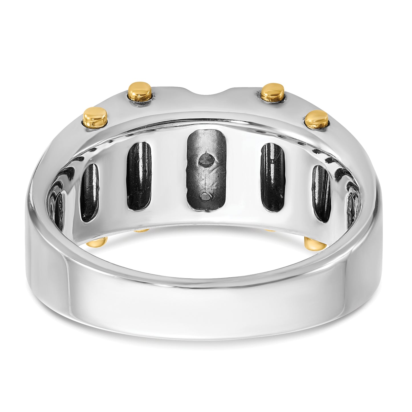 14k Two-tone Two Tone with Black Rhodium 1/4 Ct. Lab Grown Diamond VS/SI+ G+ Polished and Textured Men's Ring