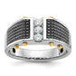 14k Two-tone Two Tone with Black Rhodium 1/4 Ct. Lab Grown Diamond VS/SI+ G+ Polished and Textured Men's Ring