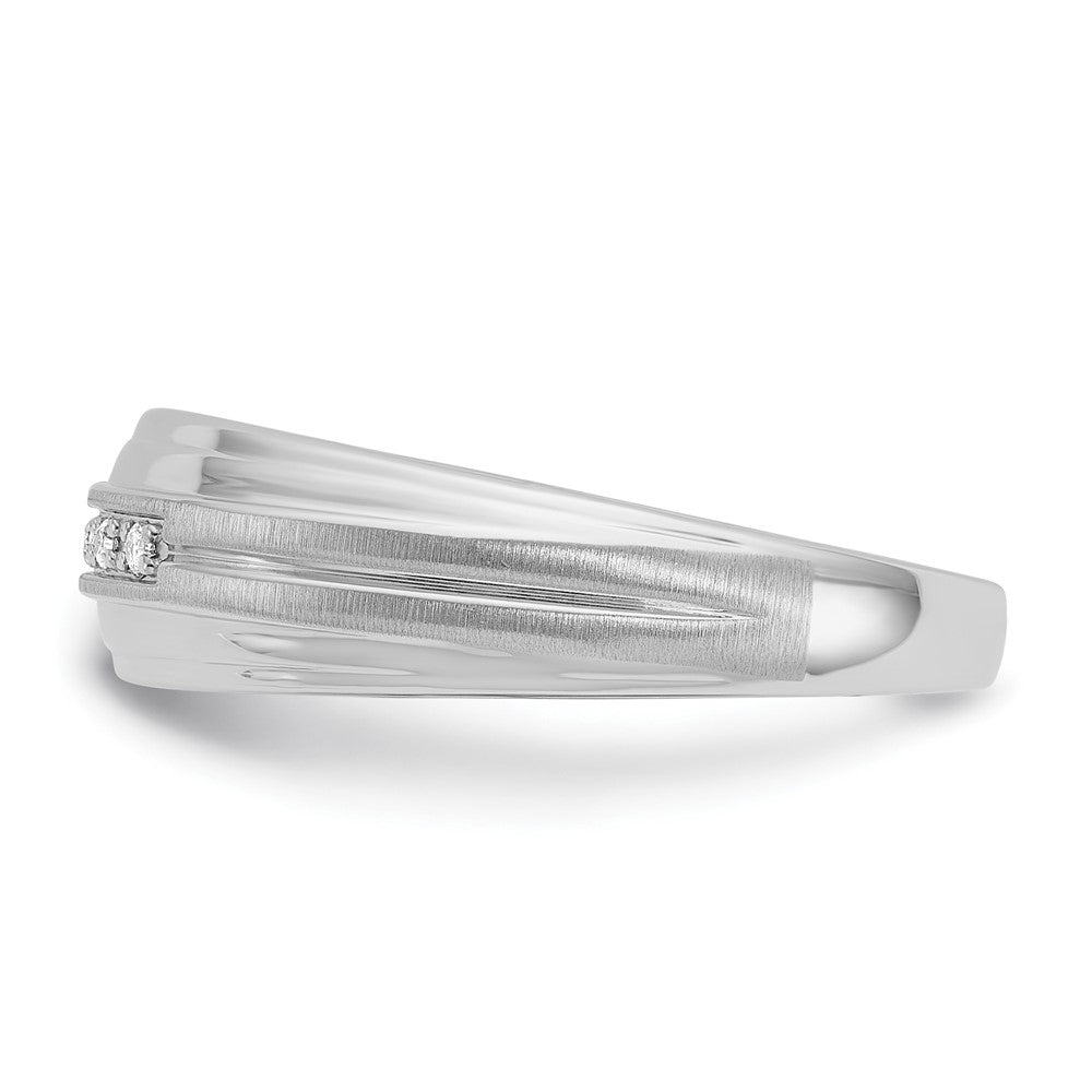 10K White Gold Ibgoodman Men'S Polished Satin And Grooved 5-Stone Ring Mounting