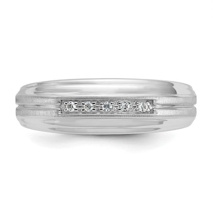 10K White Gold Ibgoodman Men'S Polished Satin And Grooved 5-Stone Ring Mounting