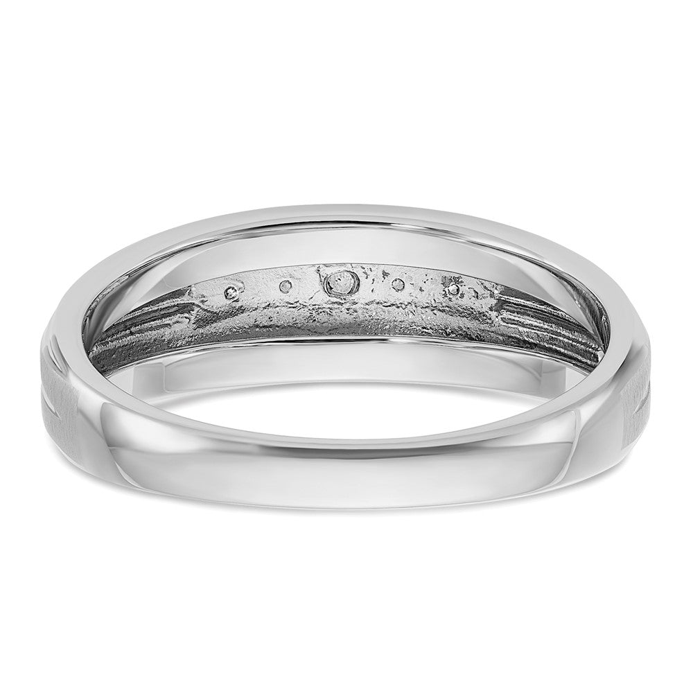 10K White Gold Ibgoodman Men'S Polished Satin And Grooved 5-Stone Ring Mounting