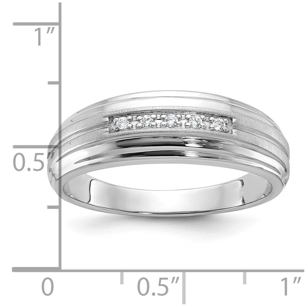 10K White Gold Ibgoodman Men'S Polished Satin And Grooved 5-Stone Ring Mounting