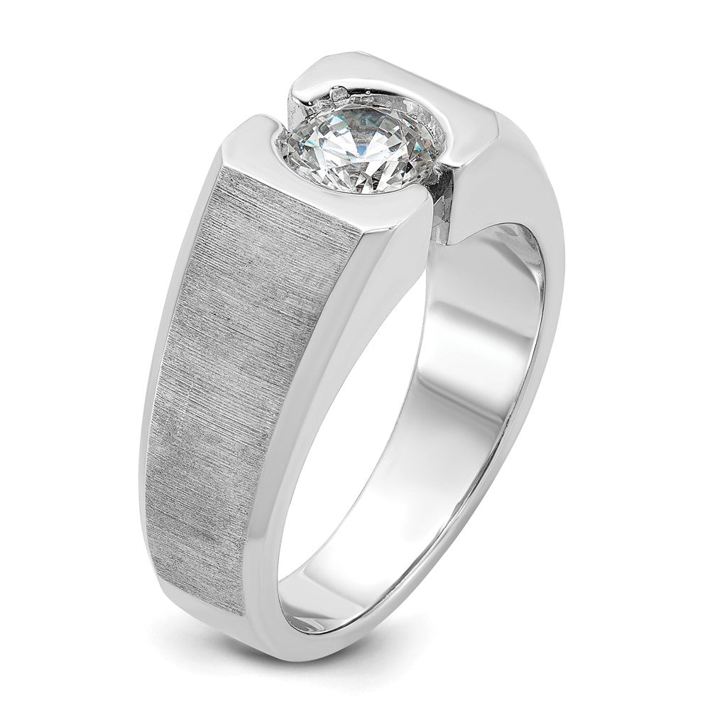 14k White Gold 1 Ct. Lab Grown Diamond VS/SI+ G+ Complete Polished and Satin Men's Ring