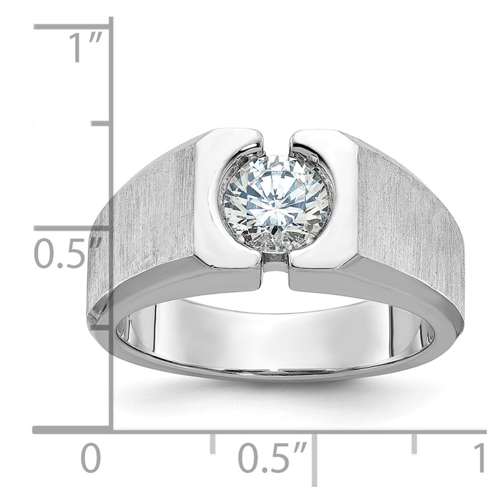 14k White Gold 1 Ct. Lab Grown Diamond VS/SI+ G+ Complete Polished and Satin Men's Ring