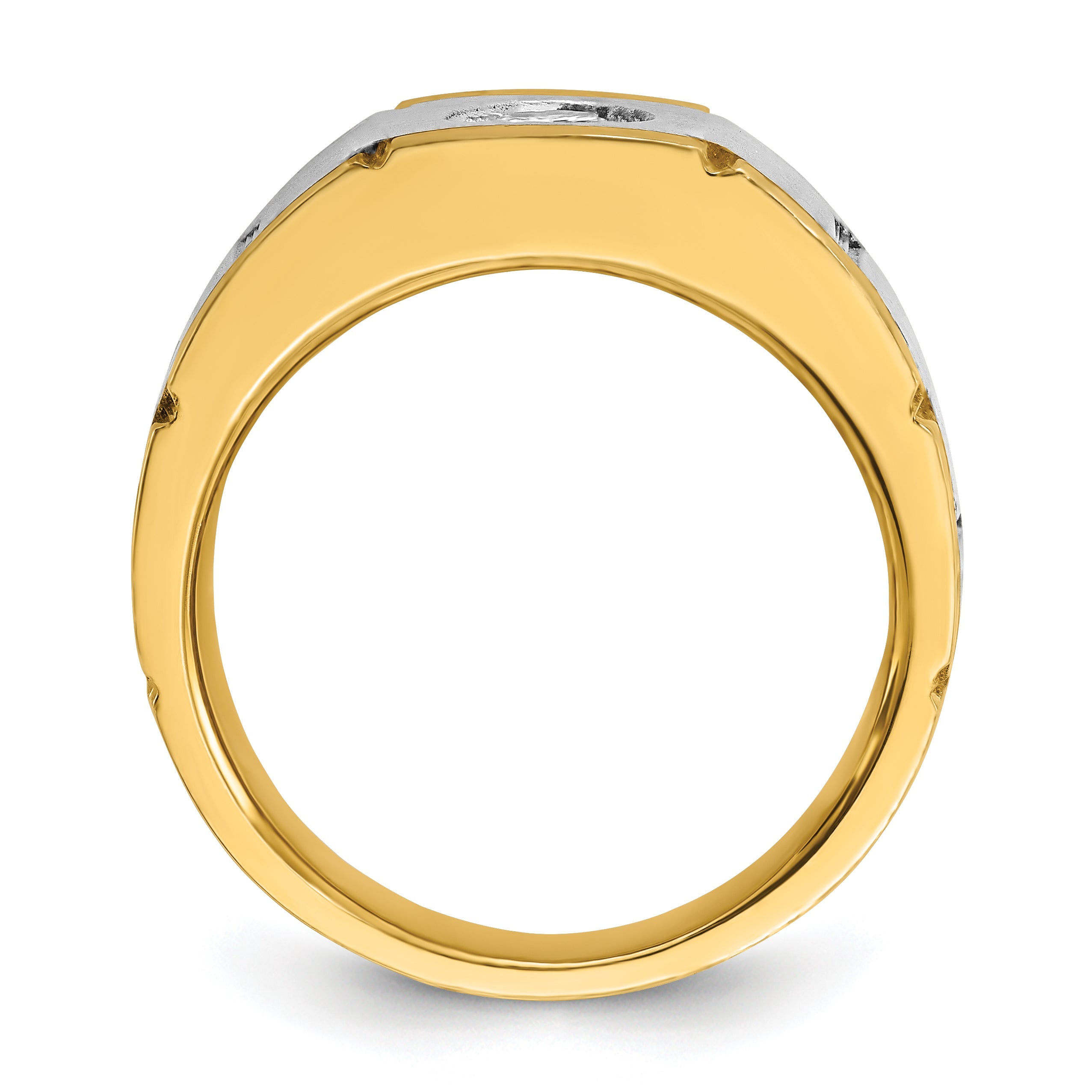 10K Two-Tone Ibgoodman Men'S Polished Satin And Grooved Ring Mounting