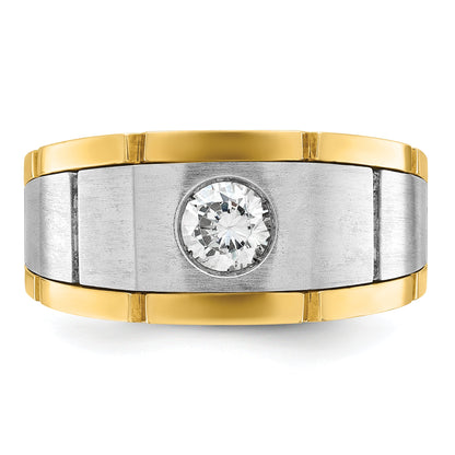 10K Two-Tone Ibgoodman Men'S Polished Satin And Grooved Ring Mounting