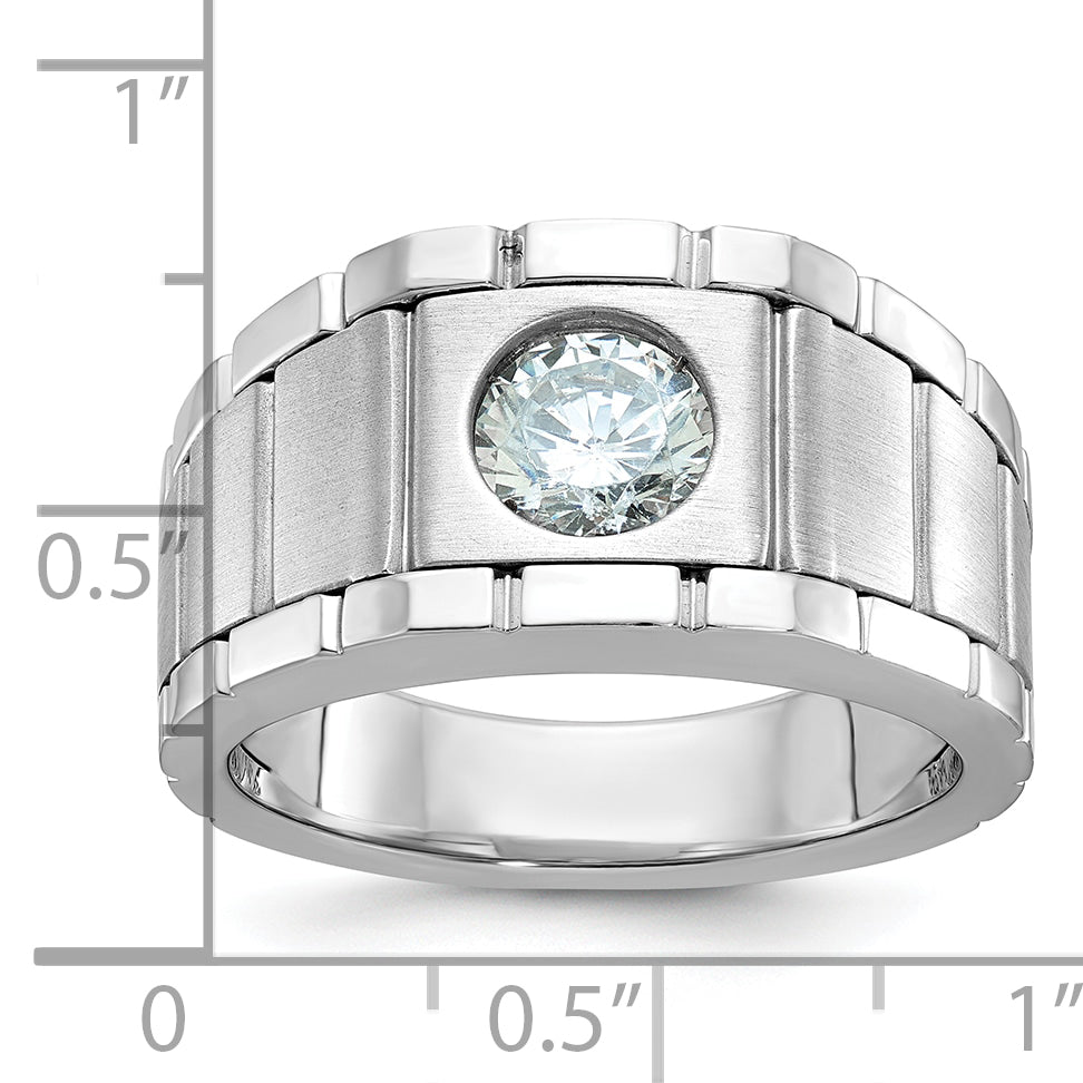 14K White Gold True Origin Ibgoodman 1 Carat Lab Grown Diamond Vs/Si+ G+ Complete Polished And Satin Men'S Ring
