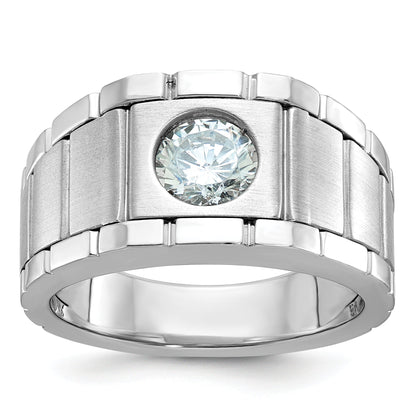 14K White Gold True Origin Ibgoodman 1 Carat Lab Grown Diamond Vs/Si+ G+ Complete Polished And Satin Men'S Ring