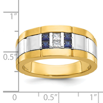 10K Two-Tone Ibgoodman Men'S Polished And Grooved Ring Mounting