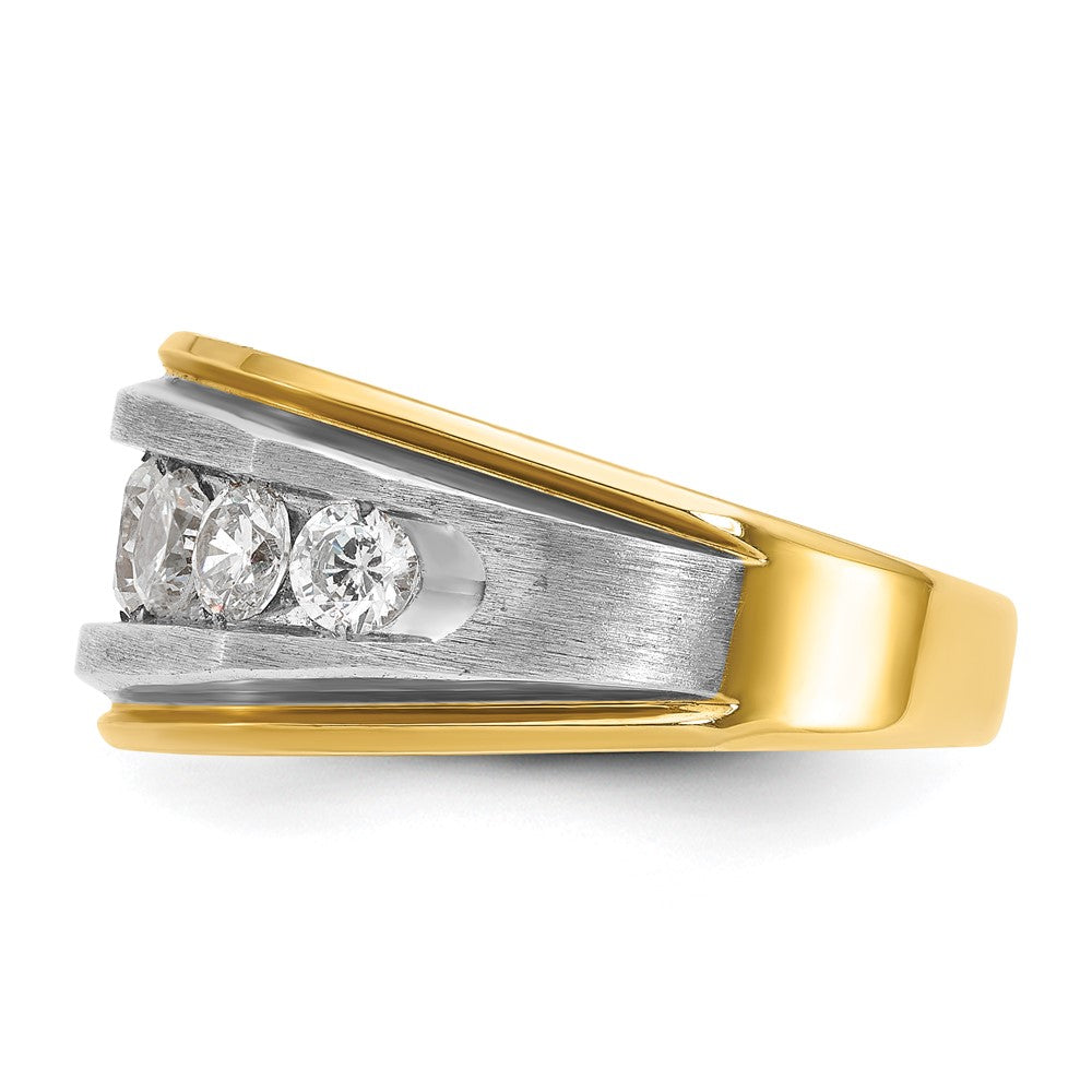 14k Yellow & Rhodium  with White 2 Ct. Lab Grown Diamond VS/SI+ G+ Complete Satin Men's Ring