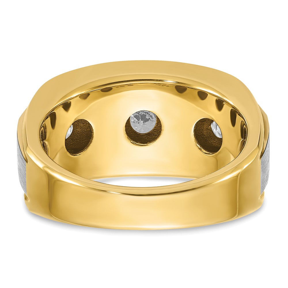 14k Yellow & Rhodium  with White 2 Ct. Lab Grown Diamond VS/SI+ G+ Complete Satin Men's Ring