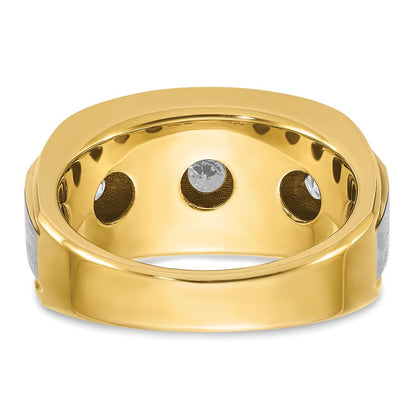 14k Yellow & Rhodium  with White 2 Ct. Lab Grown Diamond VS/SI+ G+ Complete Satin Men's Ring