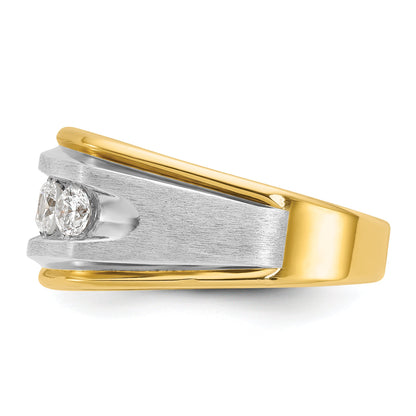 10K Two-Tone Ibgoodman Men'S Polished Satin And Grooved 5-Stone Ring Mounting
