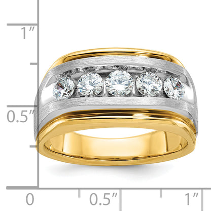 10K Two-Tone Ibgoodman Men'S Polished Satin And Grooved 5-Stone Ring Mounting