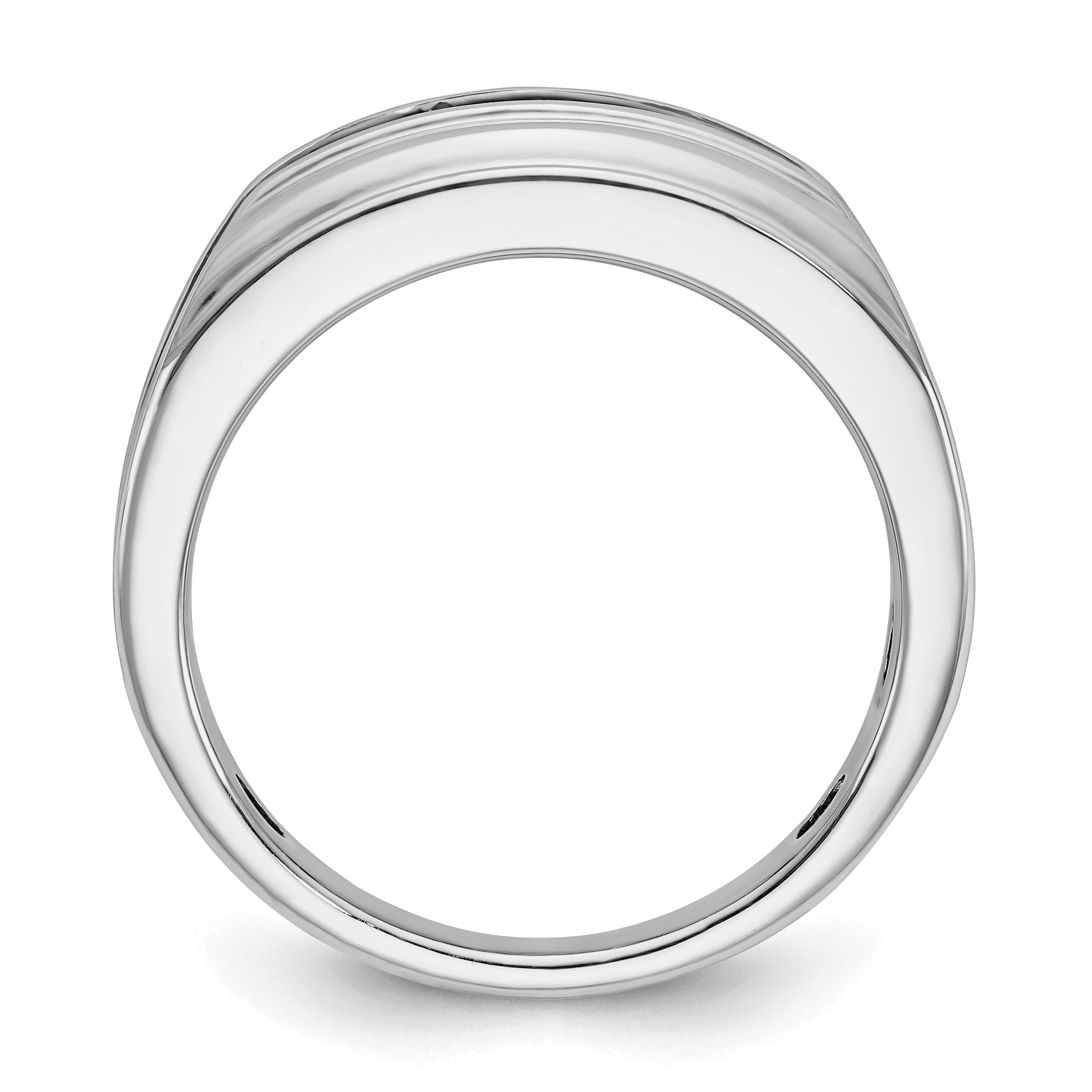 10K White Gold Ibgoodman Men'S Polished Satin And Grooved 5-Stone Ring Mounting