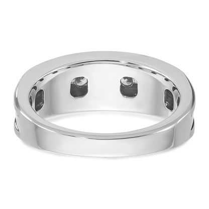 10K White Gold Ibgoodman Men'S Polished Satin And Grooved 5-Stone Ring Mounting