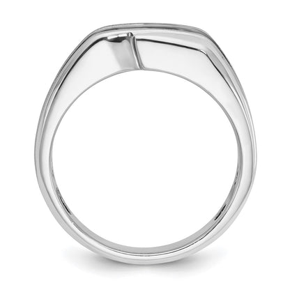 14k White Gold with Black Rhodium 1/2 Ct. Lab Grown Diamond VS/SI+ G+ Complete Polished Satin and Grooved Men's Ring