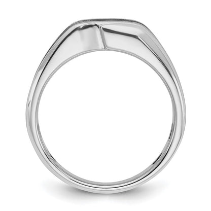 14k White Gold with Black Rhodium 1/5 Ct. Lab Grown Diamond VS/SI+ G+ Complete Polished Satin and Grooved Men's Ring