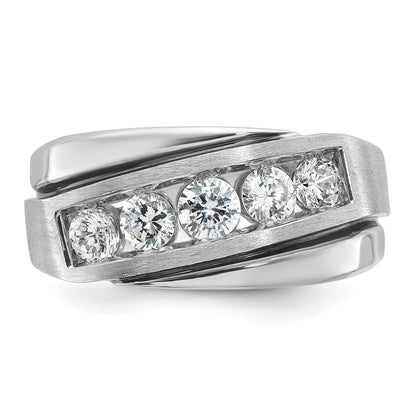 10K White Gold Men'S Polished Satin And Grooved Ring Mounting
