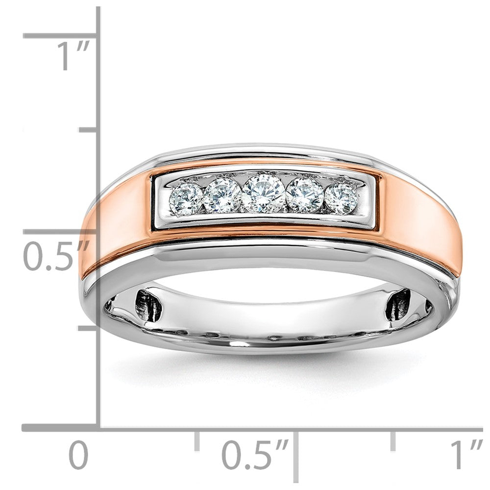 10K Two-Tone Ibgoodman White And Rose Gold Men'S Polished 5-Stone Ring Mounting