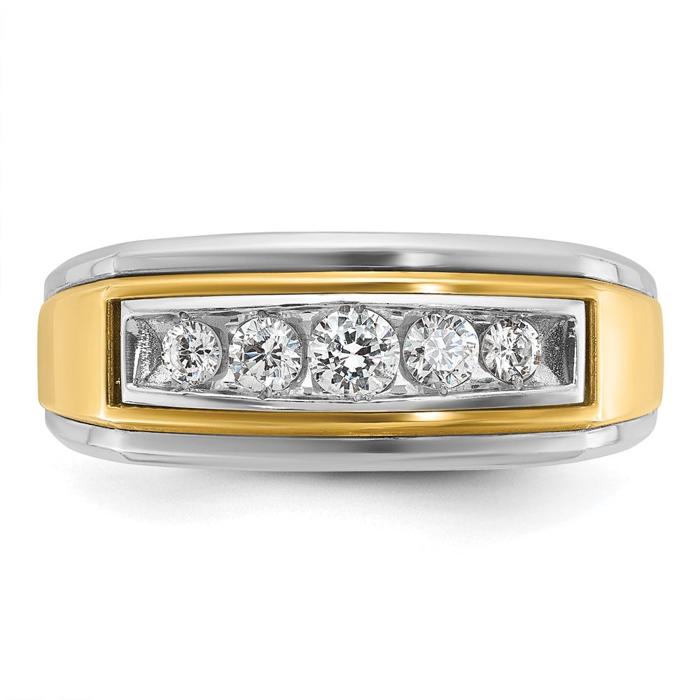 10K Two-Tone Ibgoodman Men'S Polished 5-Stone Ring Mounting