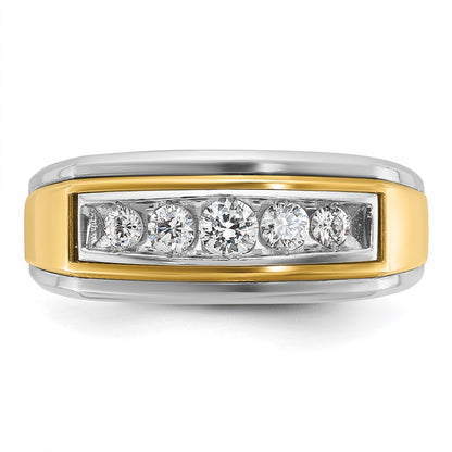 10K Two-Tone Ibgoodman Men'S Polished 5-Stone Ring Mounting