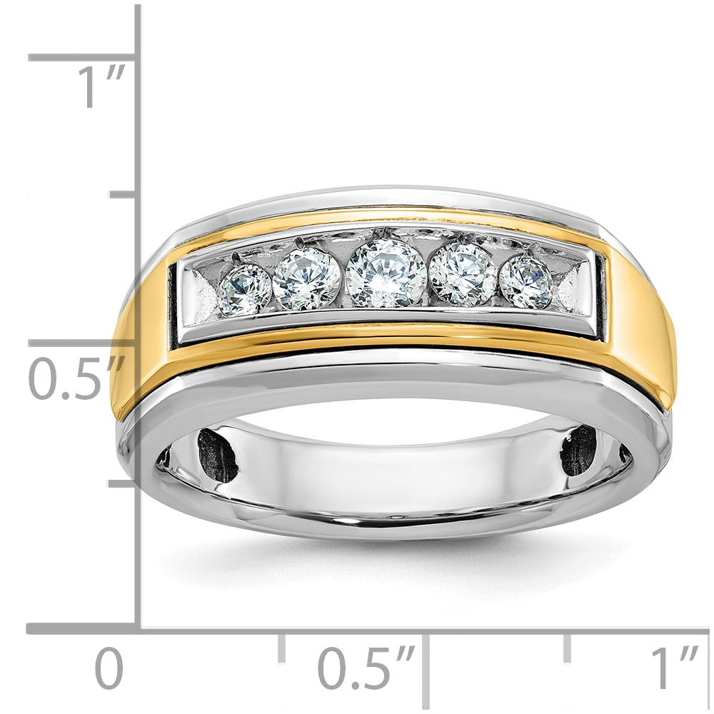 10K Two-Tone Ibgoodman Men'S Polished 5-Stone Ring Mounting