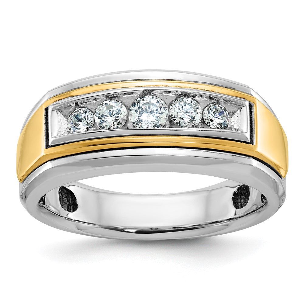 10K Two-Tone Ibgoodman Men'S Polished 5-Stone Ring Mounting