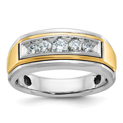 10K Two-Tone Ibgoodman Men'S Polished 5-Stone Ring Mounting