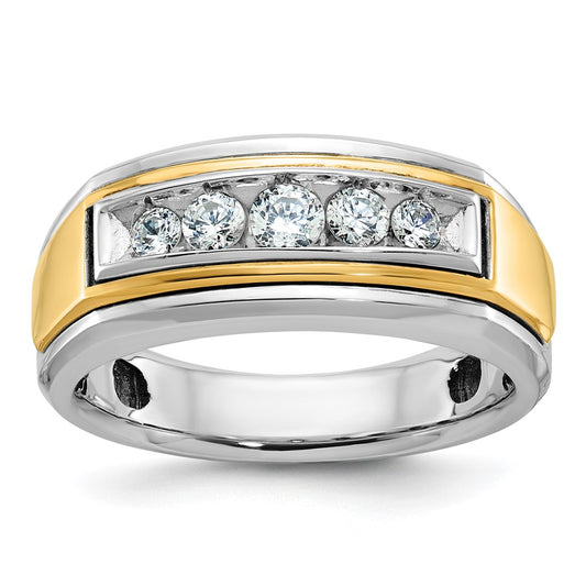 10K Two-Tone Ibgoodman Men'S Polished 5-Stone Ring Mounting