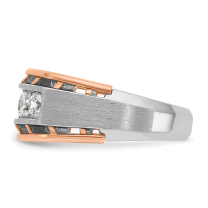 10K Two-Tone Ibgoodman White And Rose Gold Men'S Polished Satin Cut-Out 5-Stone Ring Mounting