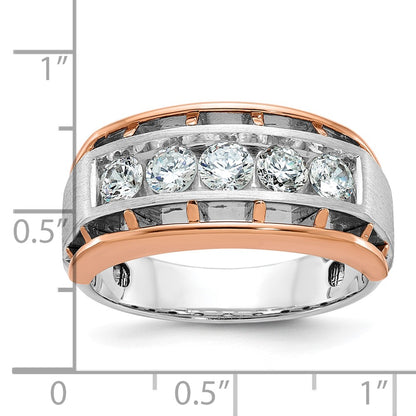 10K Two-Tone Ibgoodman White And Rose Gold Men'S Polished Satin Cut-Out 5-Stone Ring Mounting