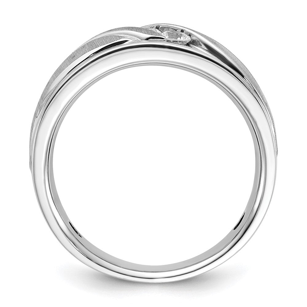 14k White Gold 1/3 Ct. Lab Grown Diamond VS/SI+ G+ Complete Polished and Grooved Men's Ring