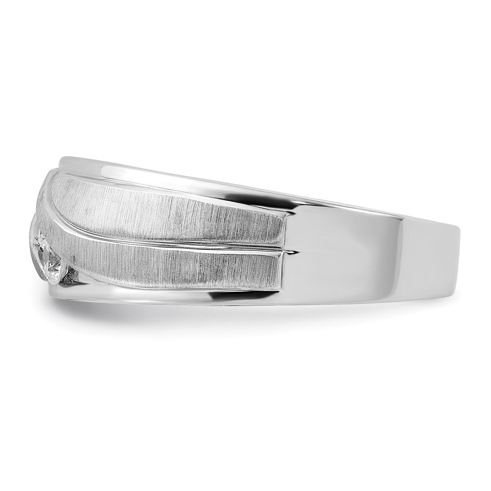 14k White Gold 1/3 Ct. Lab Grown Diamond VS/SI+ G+ Complete Polished and Grooved Men's Ring