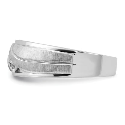 14k White Gold 1/3 Ct. Lab Grown Diamond VS/SI+ G+ Complete Polished and Grooved Men's Ring