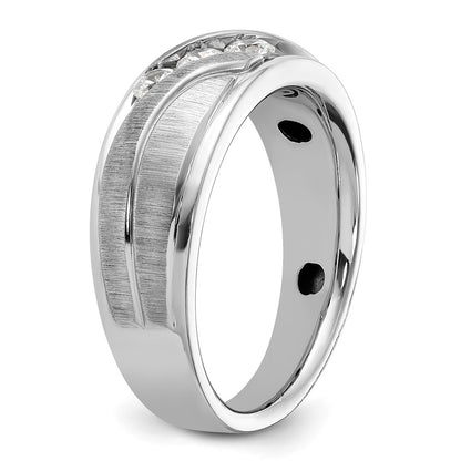 14k White Gold 1/3 Ct. Lab Grown Diamond VS/SI+ G+ Complete Polished and Grooved Men's Ring