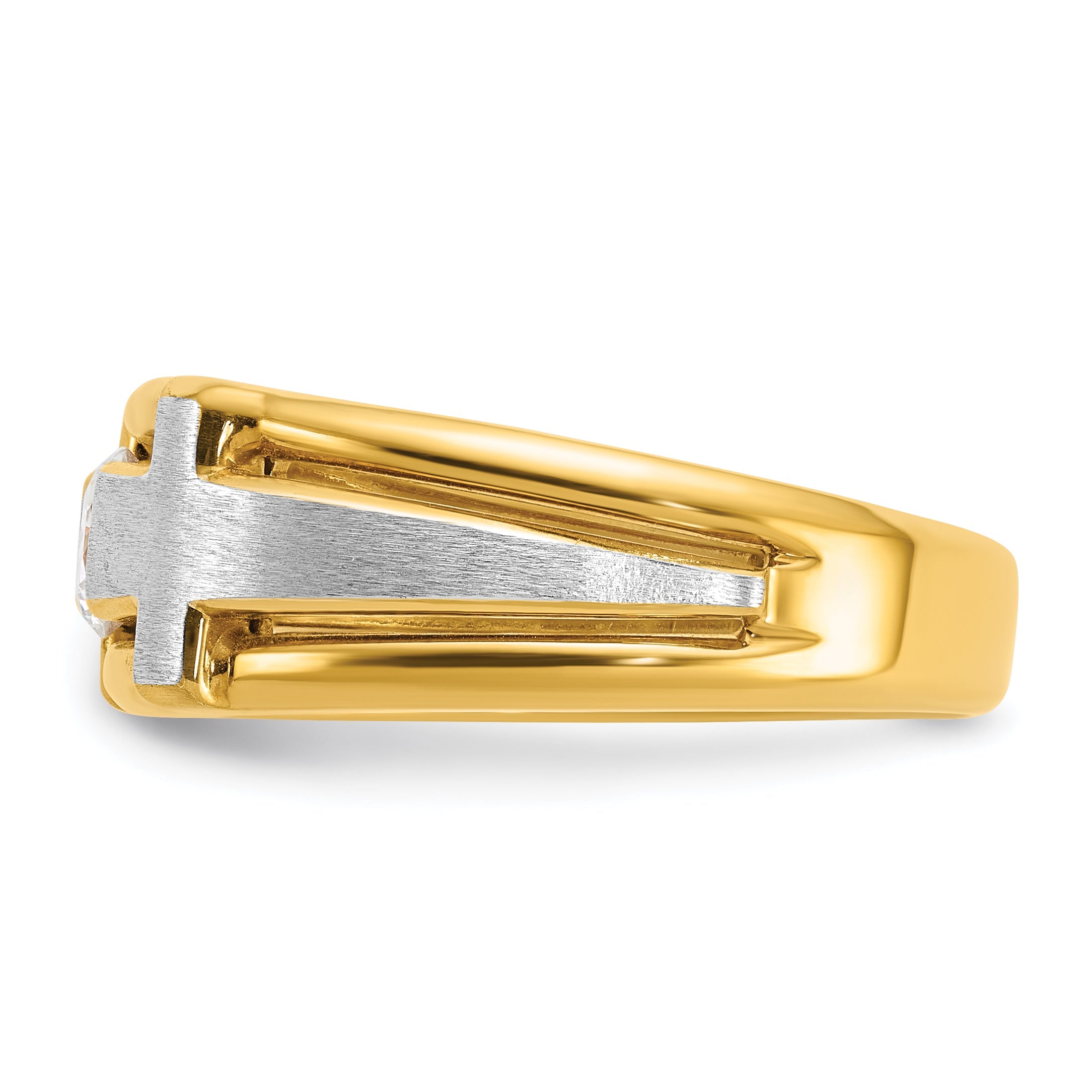 10K Two-Tone Ibgoodman Men'S Polished Satin And Cut-Out Cross Ring Mounting