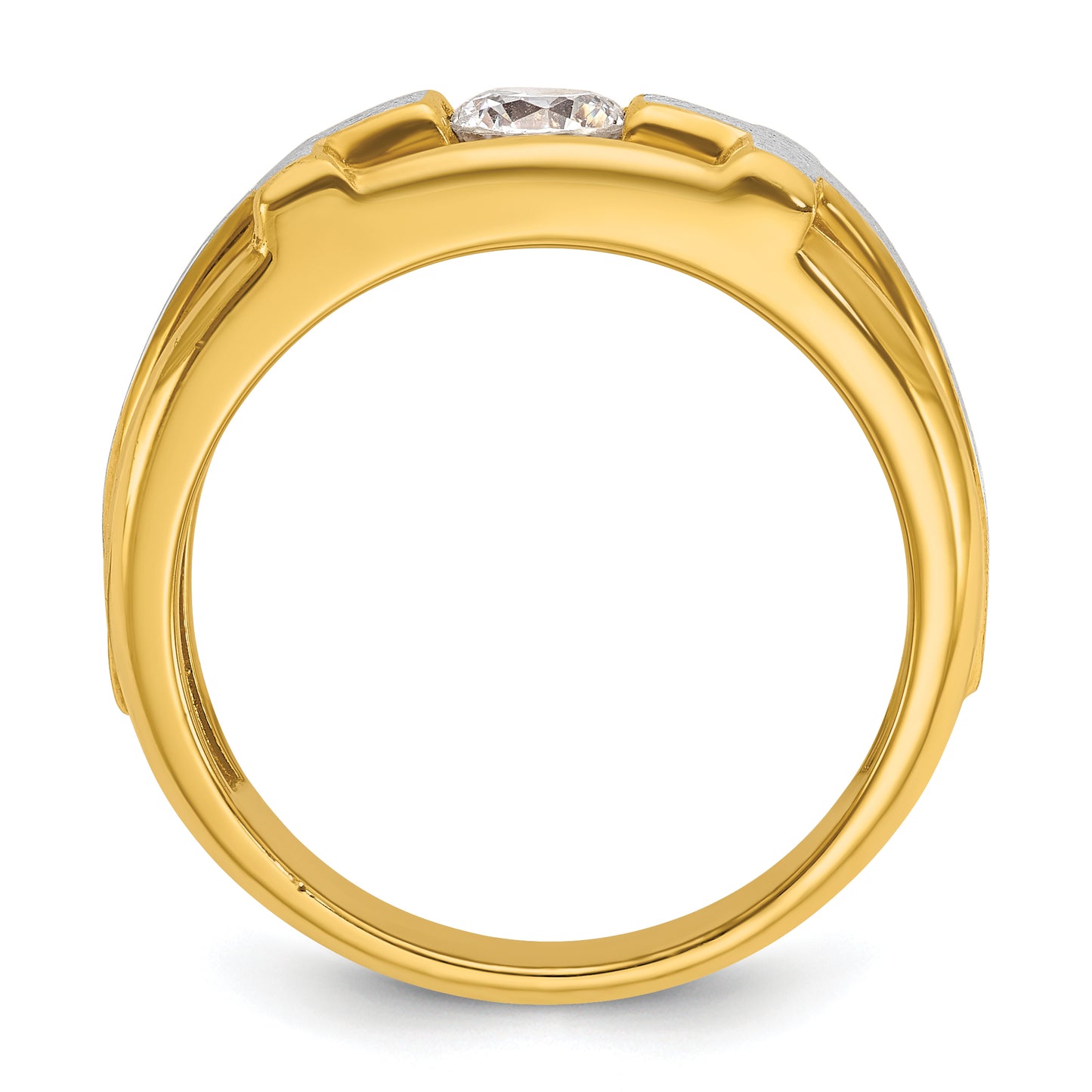 14k Two-tone Two tone 1/2 Ct. Lab Grown Diamond VS/SI+ G+ Polished Satin and Cut Out Men's Cross Ring