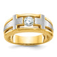 14k Two-tone Two tone 1/2 Ct. Lab Grown Diamond VS/SI+ G+ Polished Satin and Cut Out Men's Cross Ring