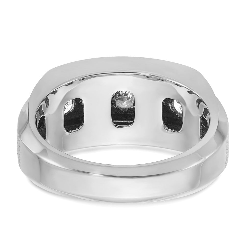 14k White Gold 1 7/8 Ct. Lab Grown Diamond VS/SI+ G+ Complete Polished and Satin Three Row Men's Ring