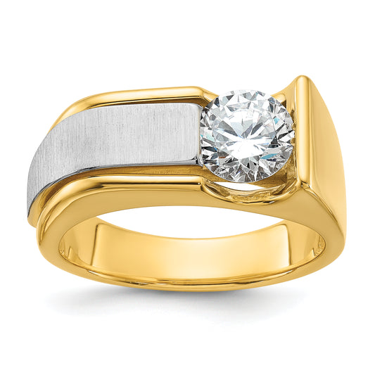 14k Two-tone Two Tone 1 1/4 Ct. Lab Grown Diamond VS/SI+ G+ Polished and Brushed Men's Ring