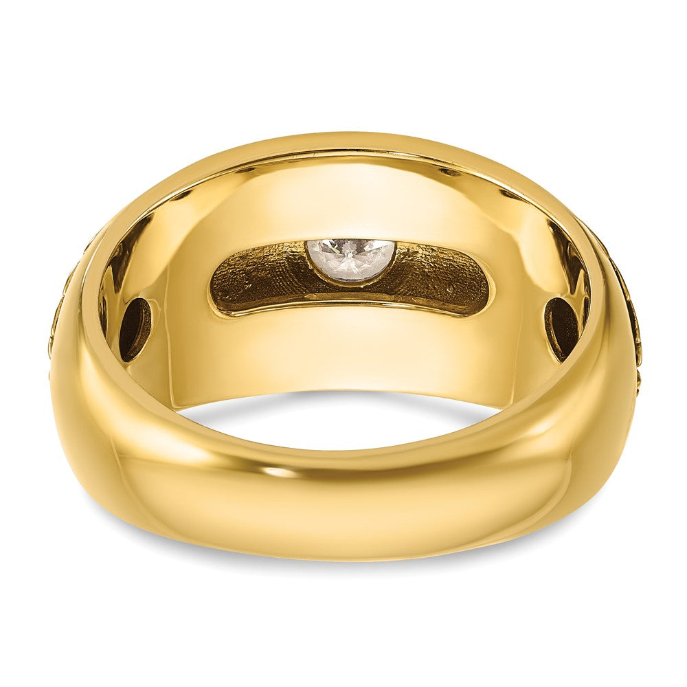 10K Yellow Gold Ibgoodman Men'S Polished And Textured Solitaire Ring Mounting