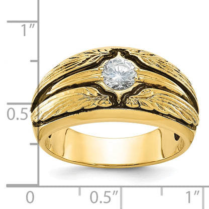 10K Yellow Gold Ibgoodman Men'S Polished And Textured Solitaire Ring Mounting