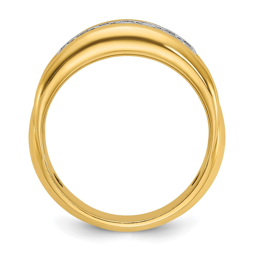 10K Two-Tone Ibgoodman Men'S Polished And Grooved Bezel Set 7-Stone Ring Mounting