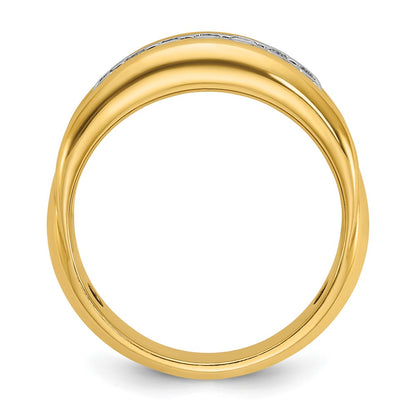 10K Two-Tone Ibgoodman Men'S Polished And Grooved Bezel Set 7-Stone Ring Mounting