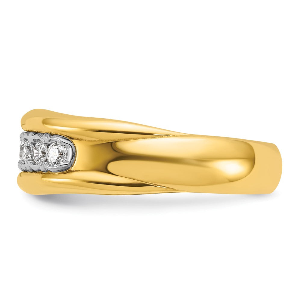 10K Two-Tone Ibgoodman Men'S Polished And Grooved Bezel Set 7-Stone Ring Mounting