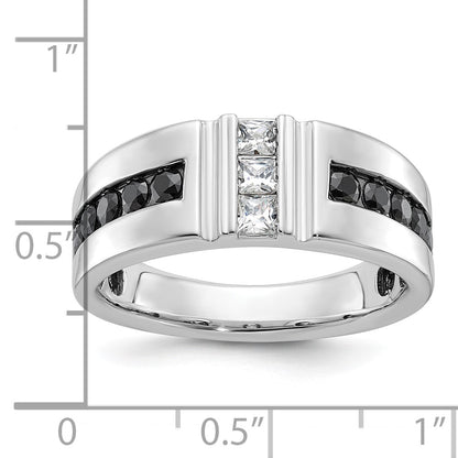 10K White Gold Ibgoodman Men'S Polished And Grooved Ring Mounting
