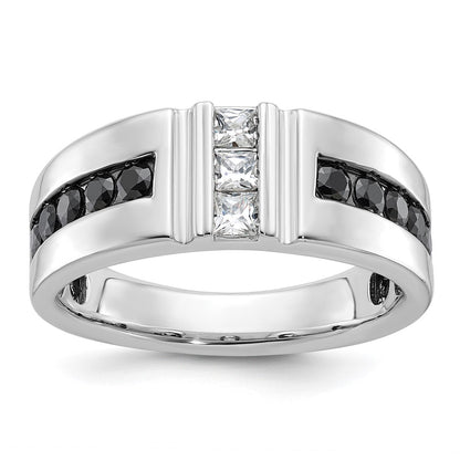 10K White Gold Ibgoodman Men'S Polished And Grooved Ring Mounting