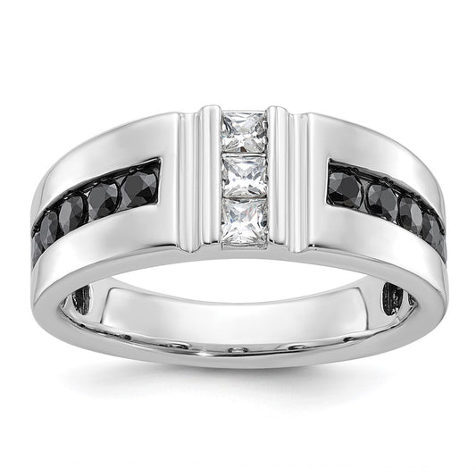 10K White Gold Ibgoodman Men'S Polished And Grooved Ring Mounting