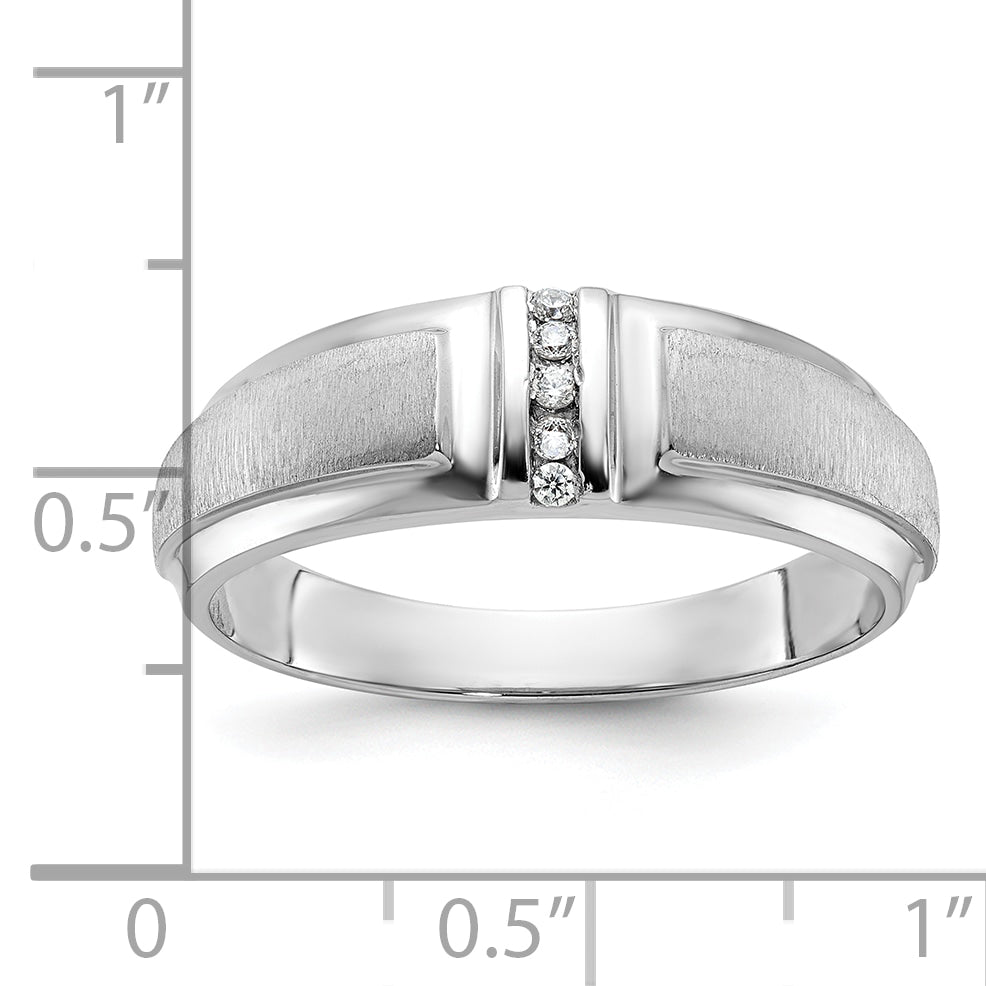 10K White Gold Ibgoodman Men'S Polished And Satin 3-Stone Ring Mounting